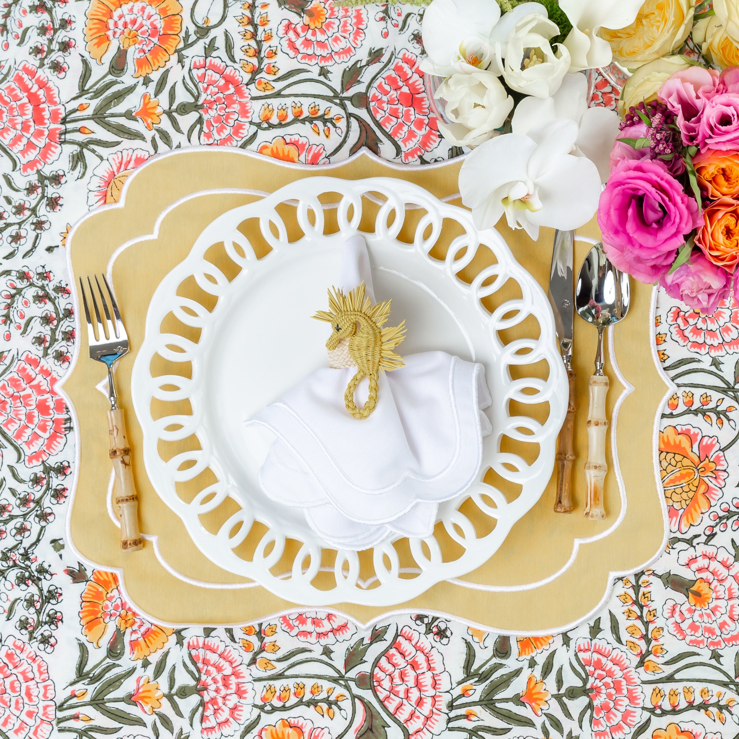 חבק מפית Seahorse צהוב | סט 6 - פיית השולחן