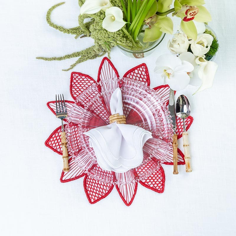 פלייסמט Marquise Flower אדום - פיית השולחן