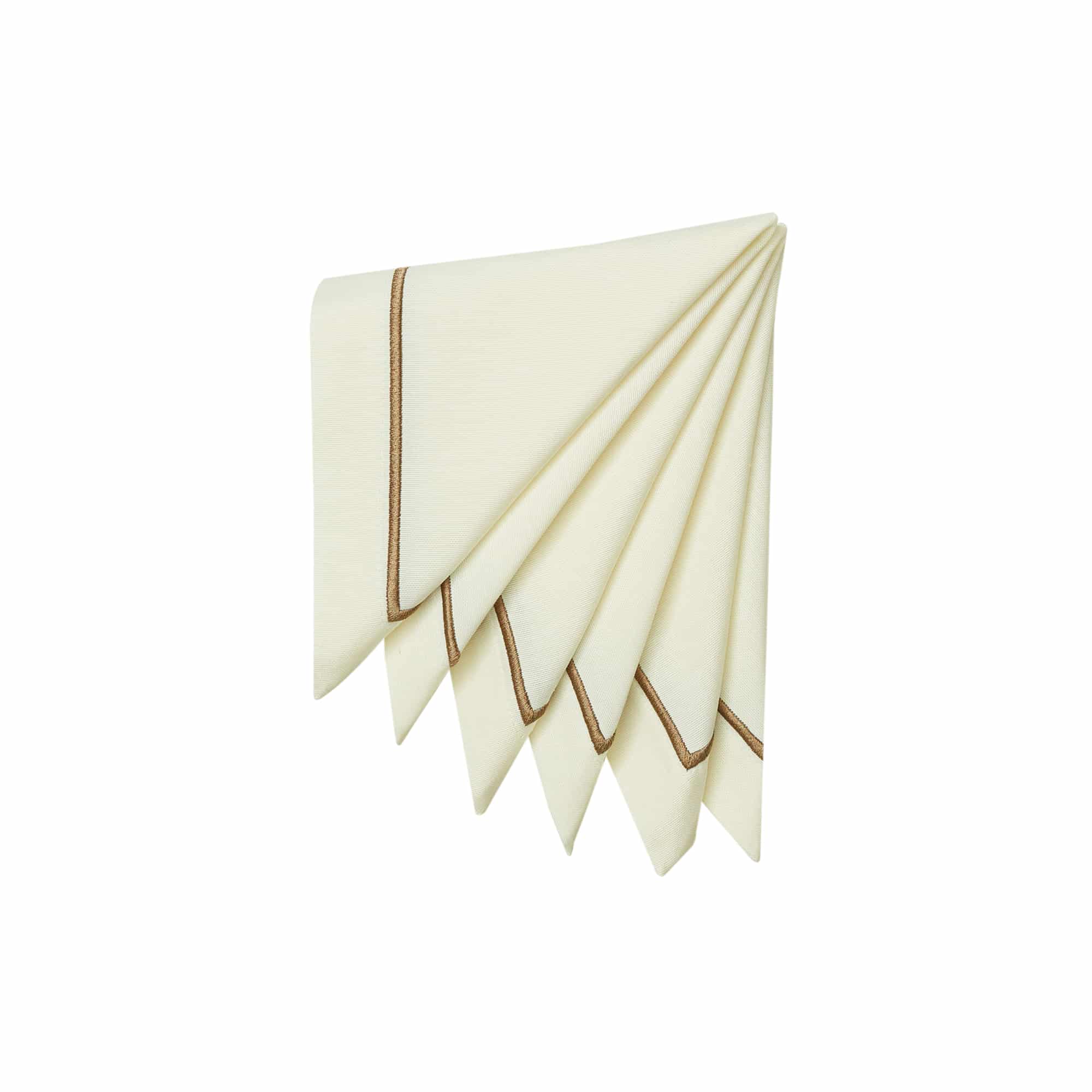 מפית Classic קרם with Bronze Stripe Embroidery | סט 6 - פיית השולחן