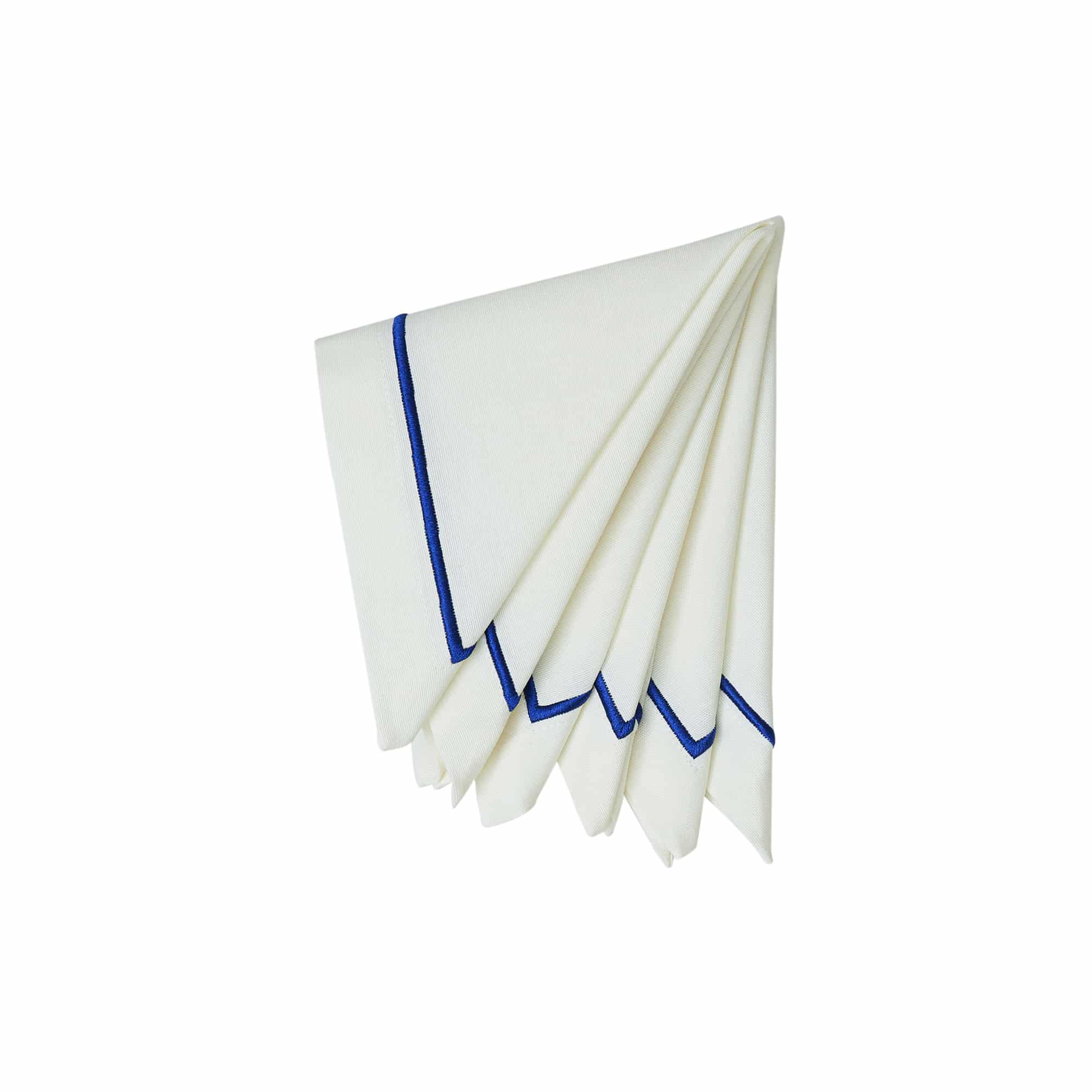 מפית Classic קרם with כחול Stripe Embroidery | סט 6 - פיית השולחן