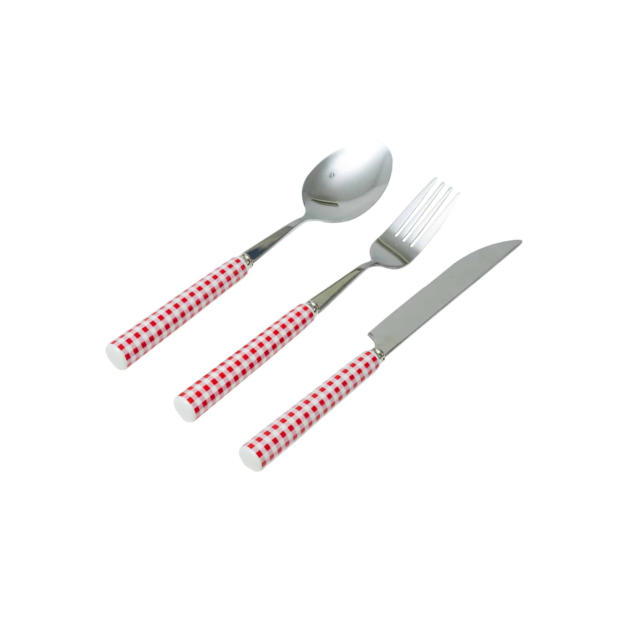 סט סכו״ם אדום Plaid | 18 Piece - פיית השולחן