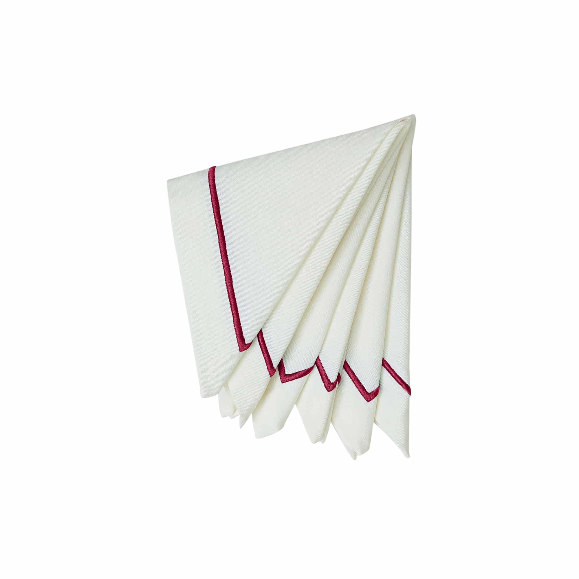 מפית Classic לבן with hot ורוד embroidery | סט 6 - פיית השולחן