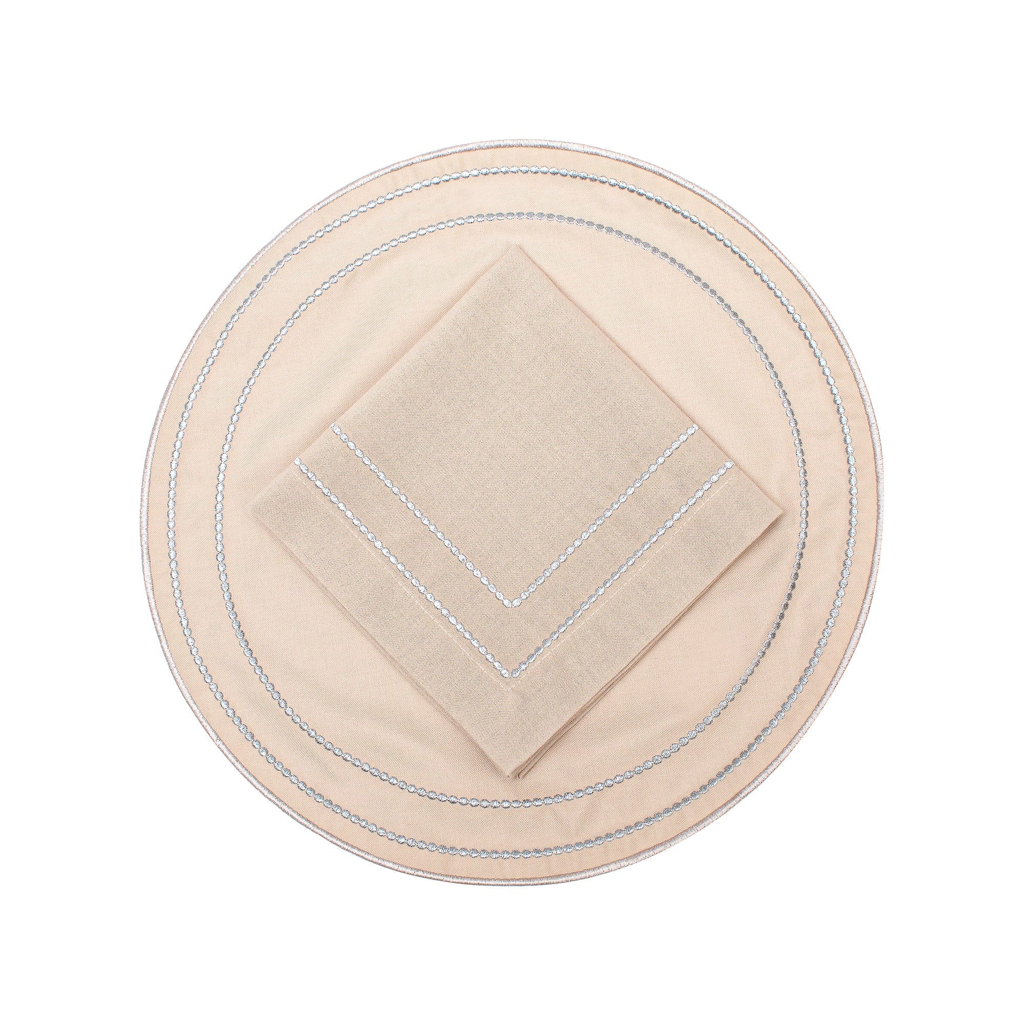 Grace classic khaki with כסףy dots רקמה - פיית השולחן