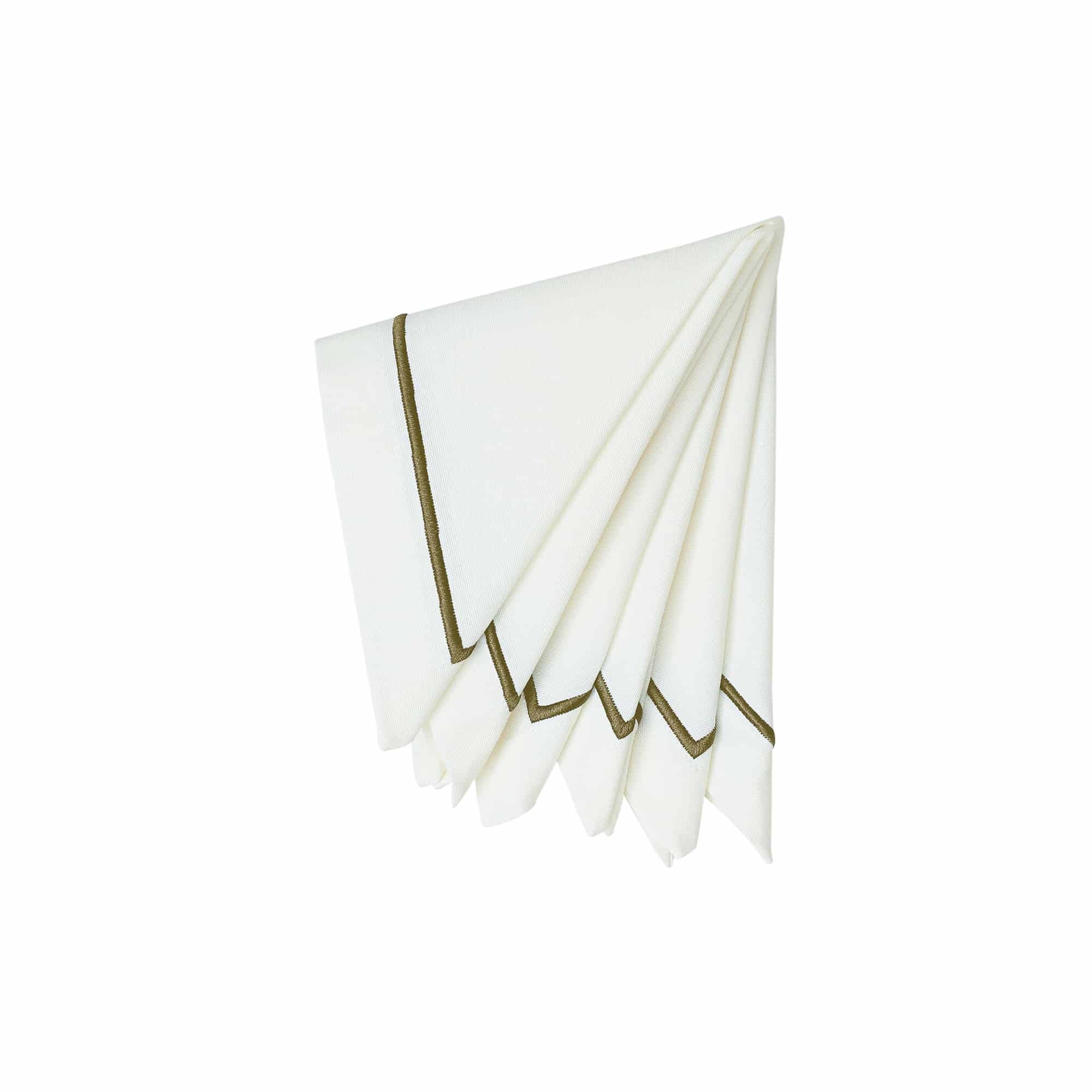 מפית Classic לבן with embroidery olive ירוק | סט 6 - פיית השולחן