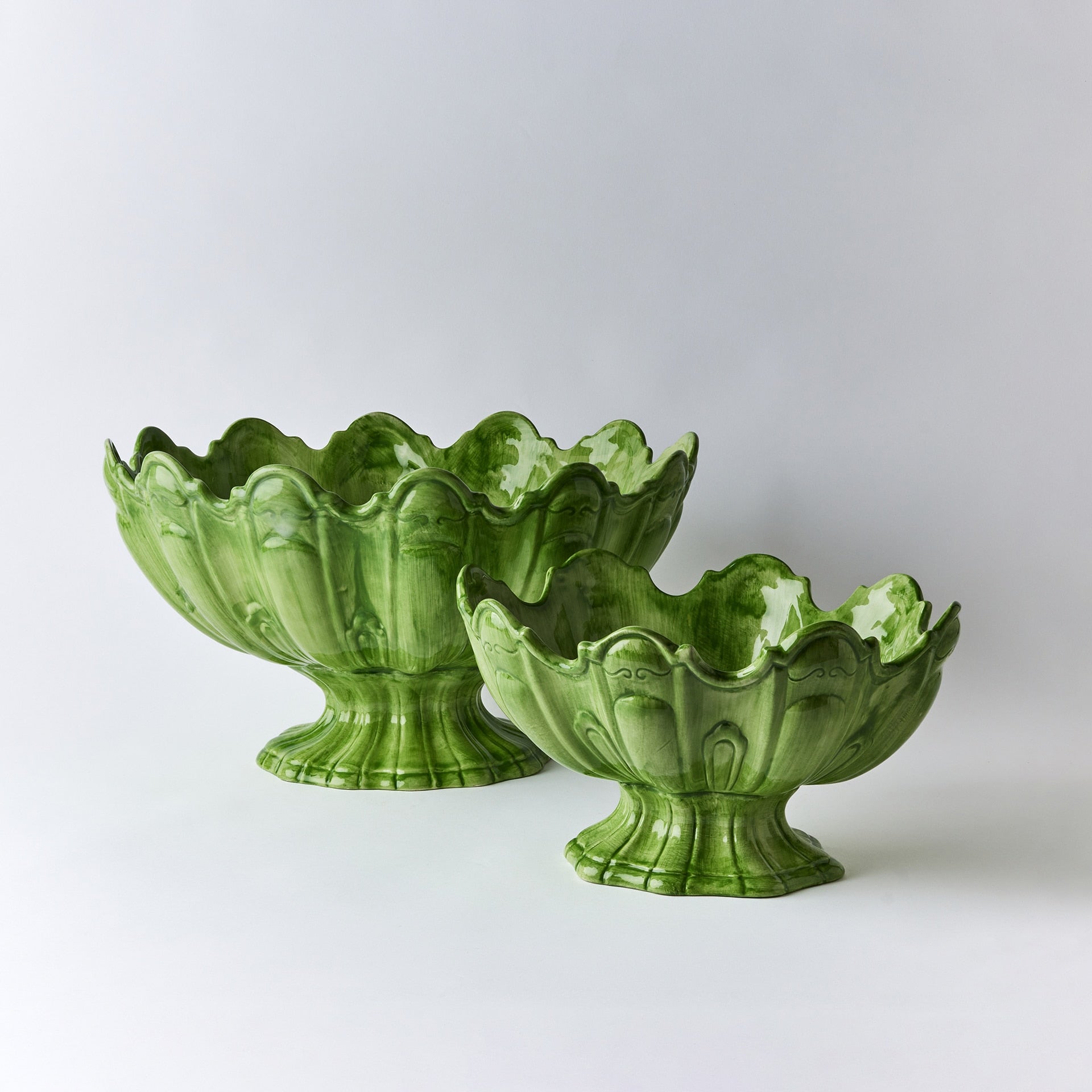 קערת הגשה בינונית Scallop ירוק - פיית השולחן