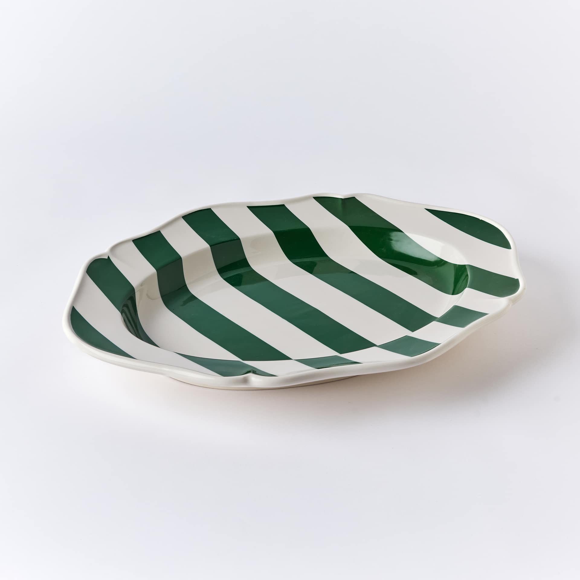 פלטת הגשה פסים ירוק - פיית השולחן
