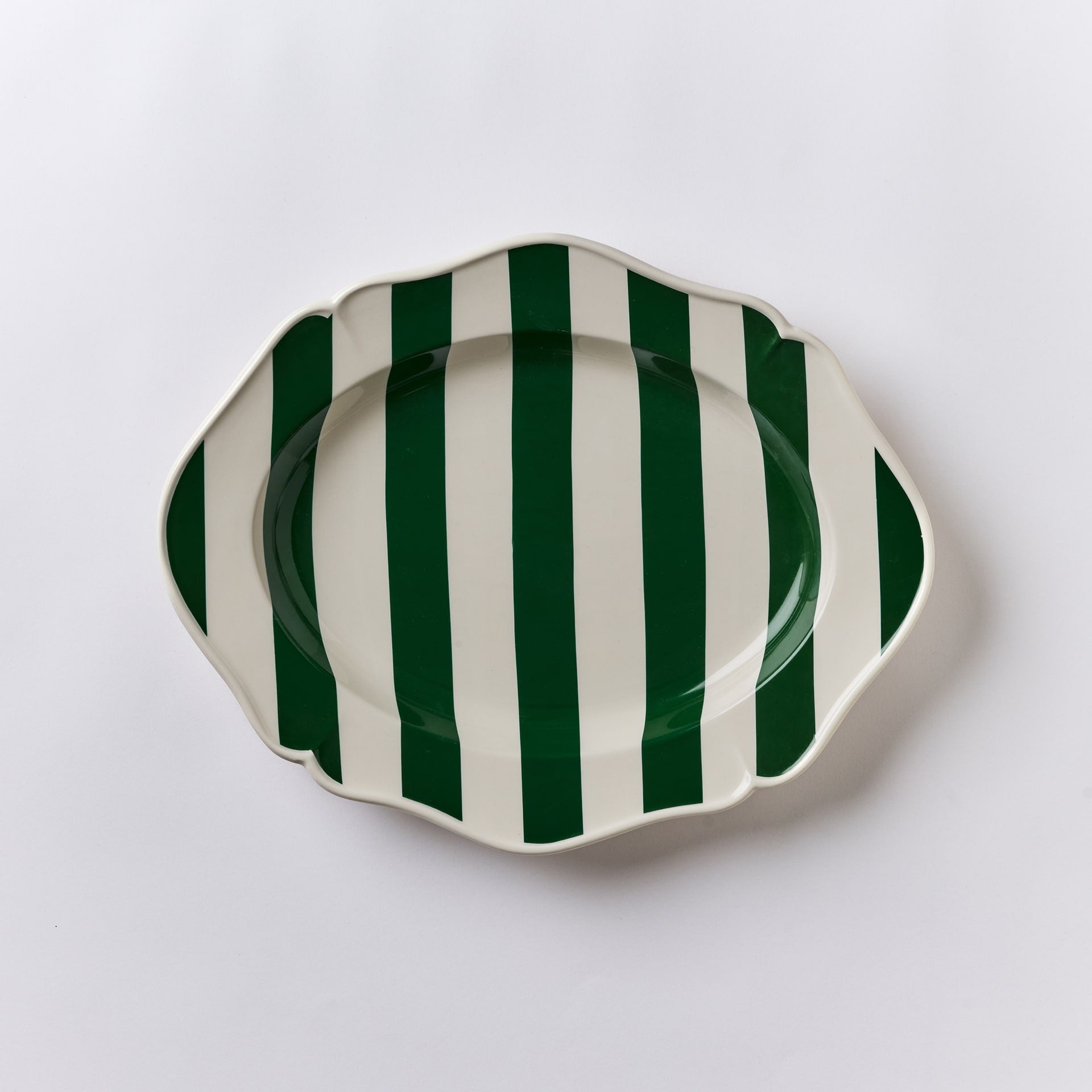 פלטת הגשה פסים ירוק - פיית השולחן