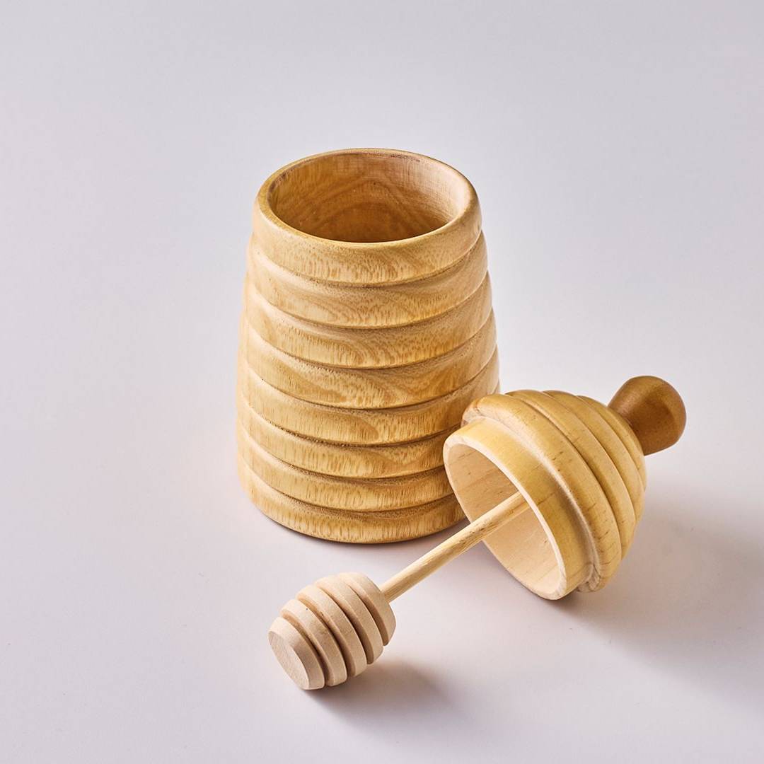 צנצנת Wooden Honey Dipper Lid - פיית השולחן