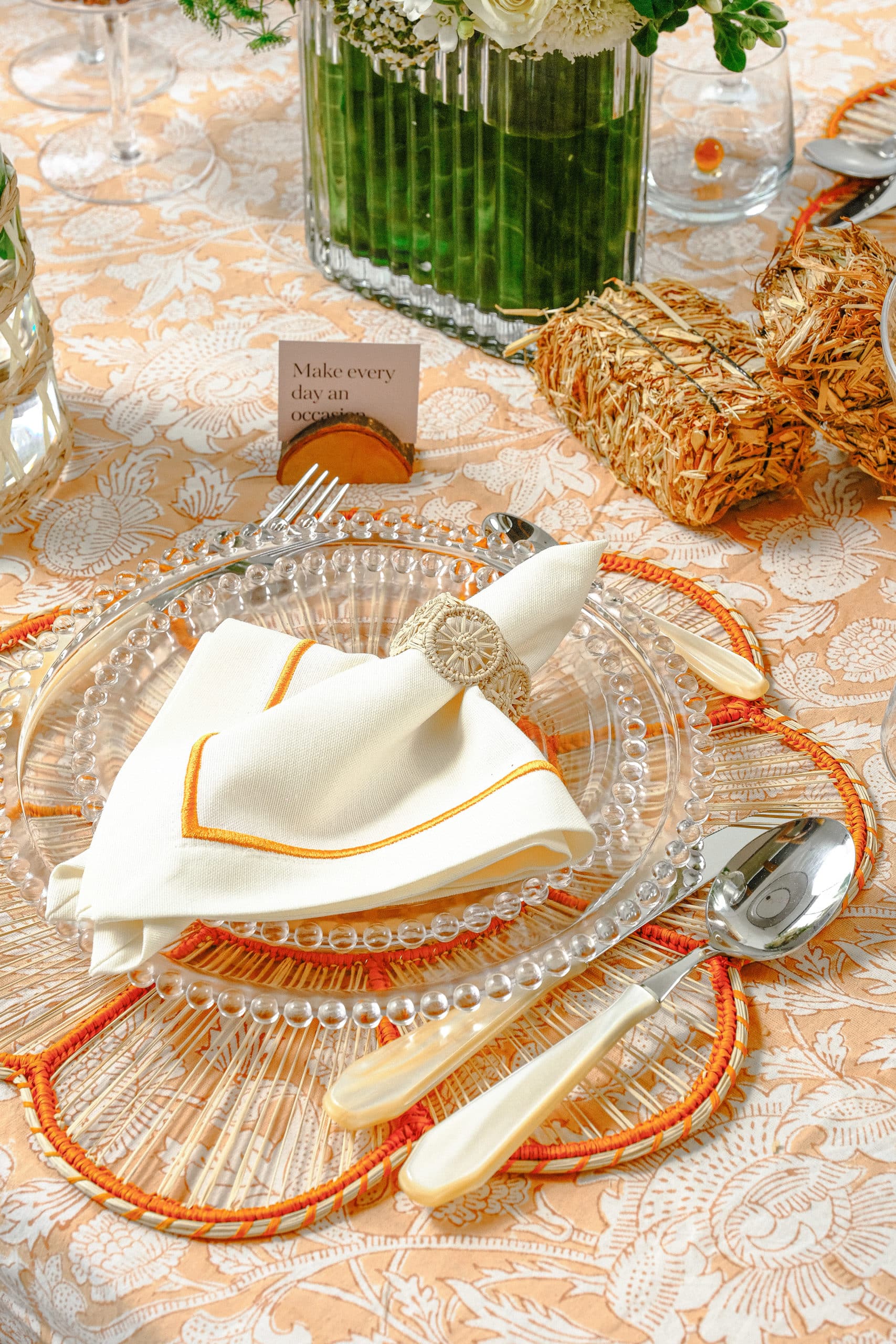 פלייסמט כתום Flora Woven - פיית השולחן