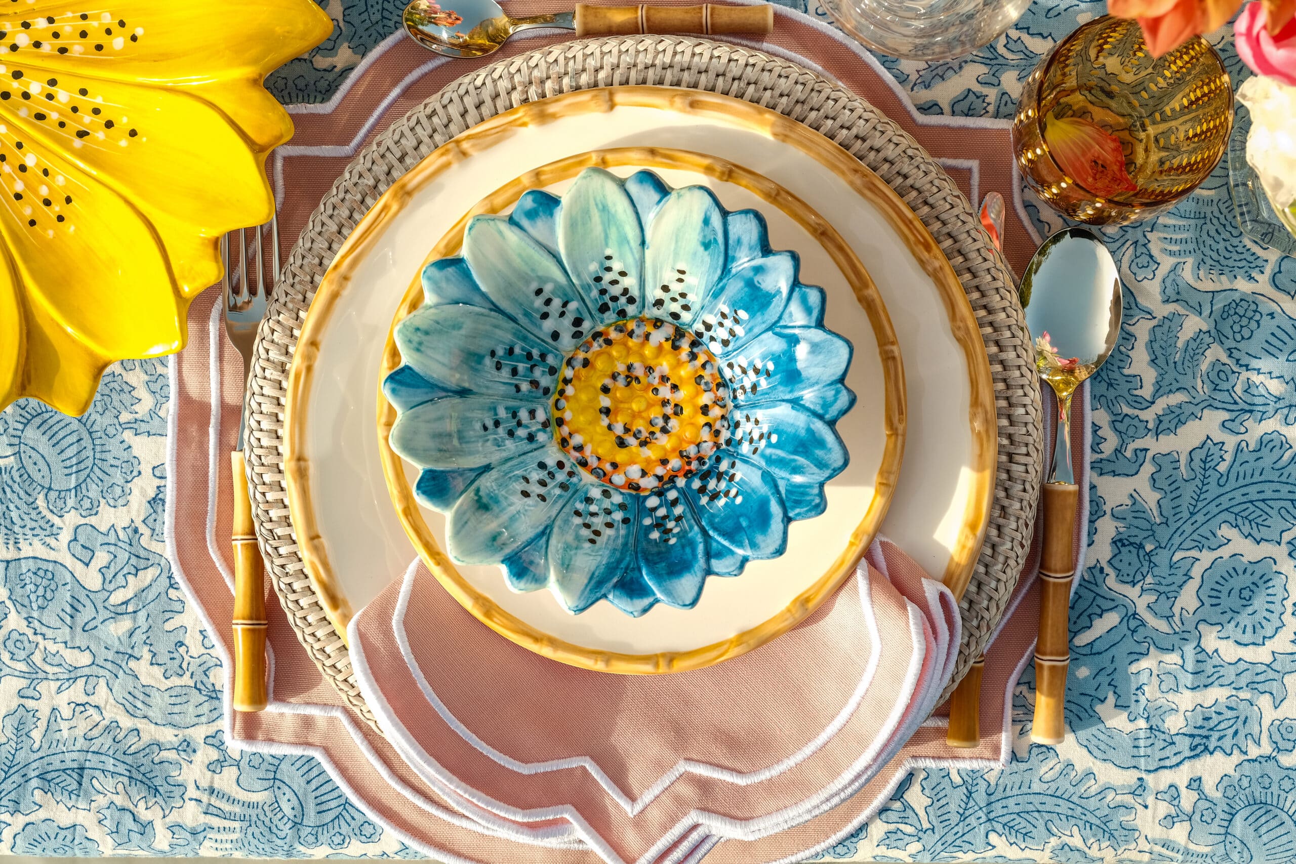 קערה Small Flora כחול - פיית השולחן