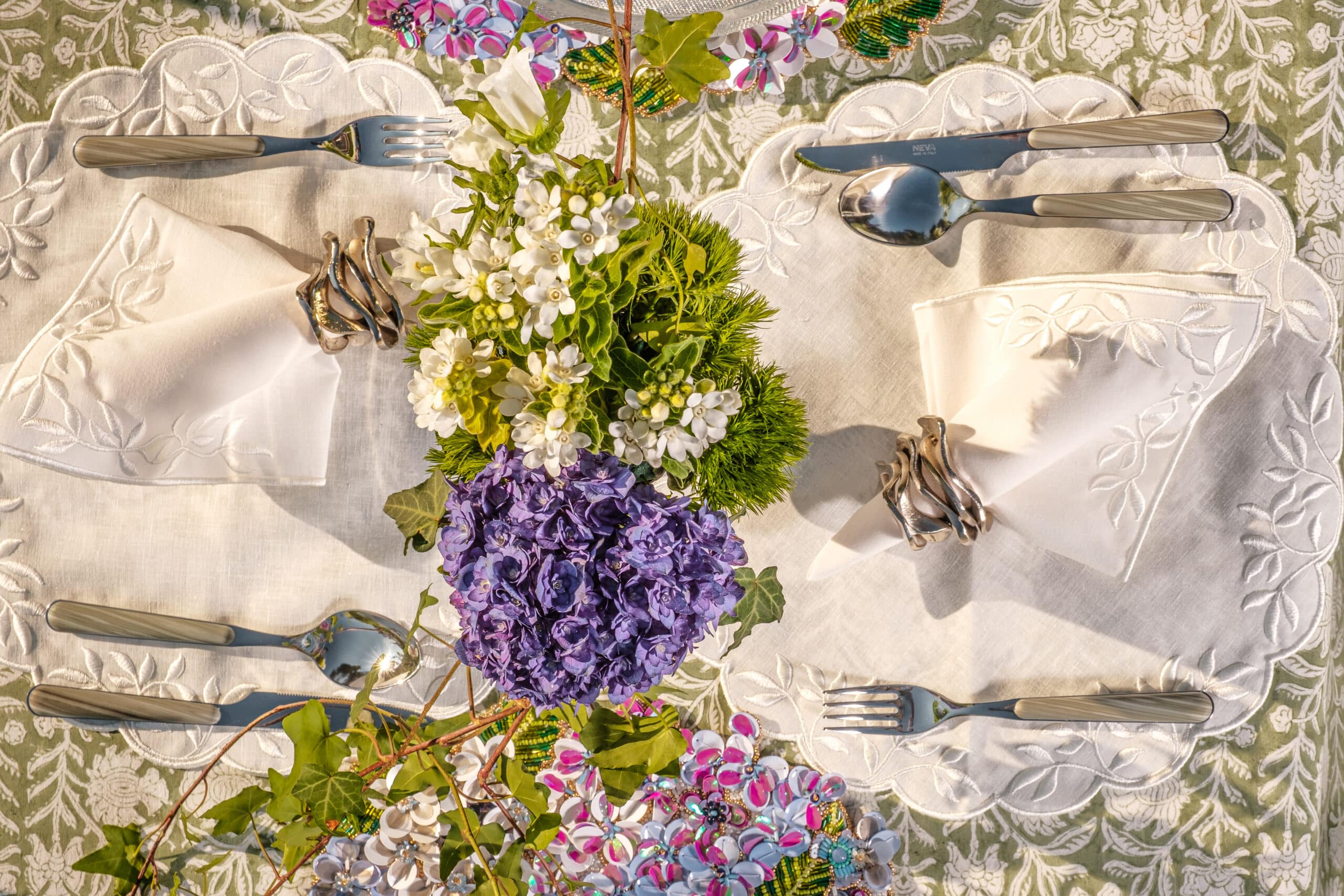 Fluer white linen set - פיית השולחן