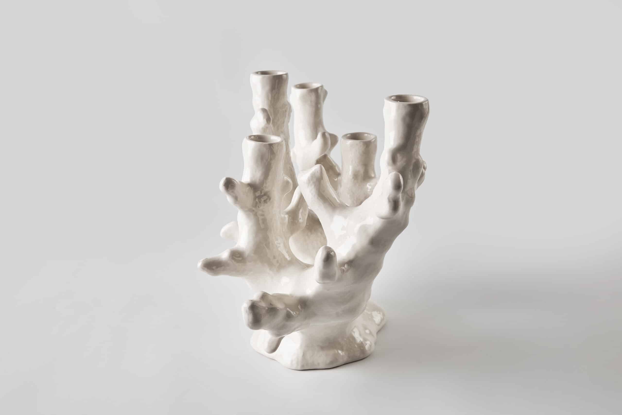 פמוט 6 קורל לבן - פיית השולחן