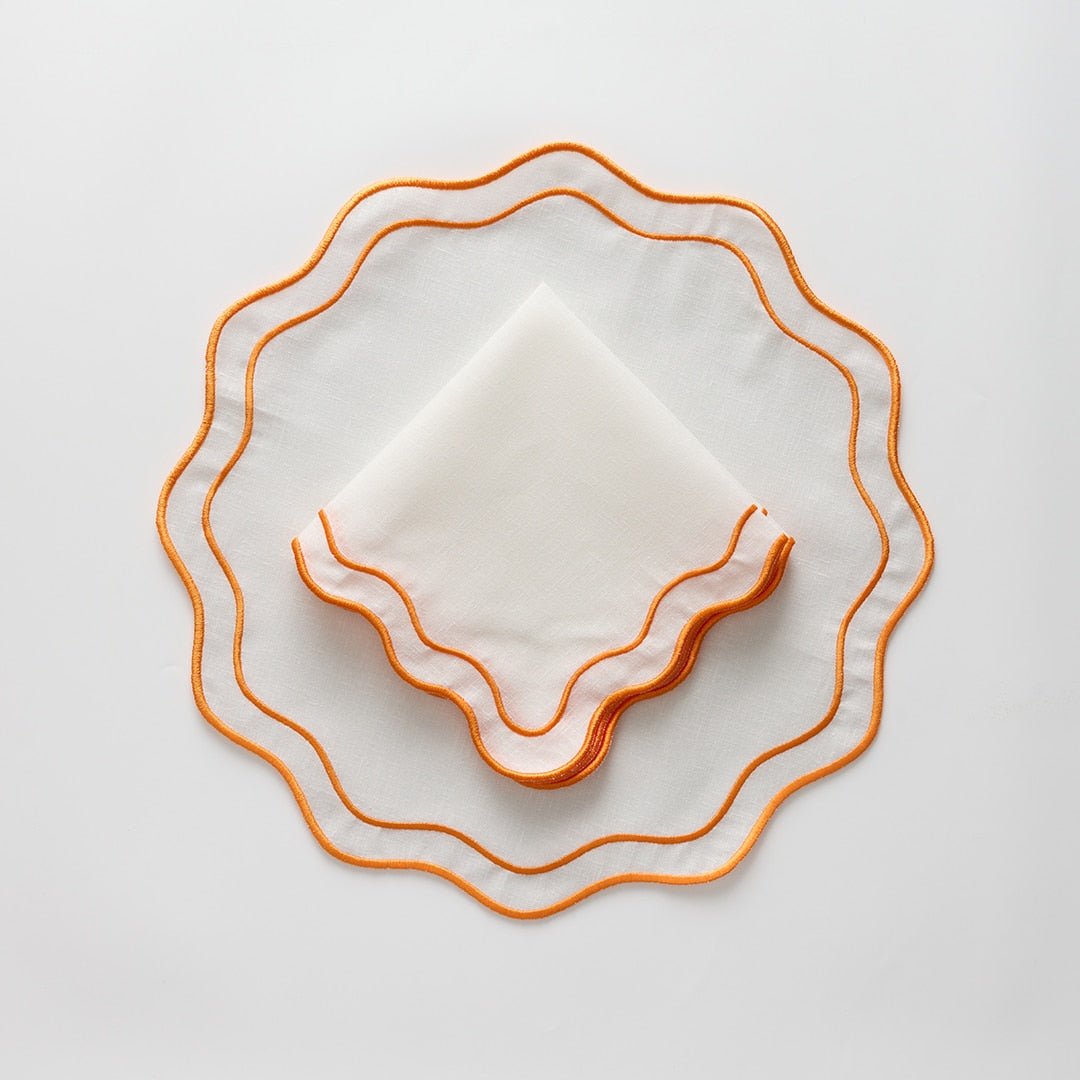 סט מפיות Scallop Wave כתום - פיית השולחן