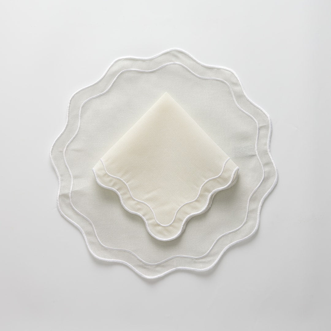סט מפיות Scallop Wave לבן פשתן - פיית השולחן