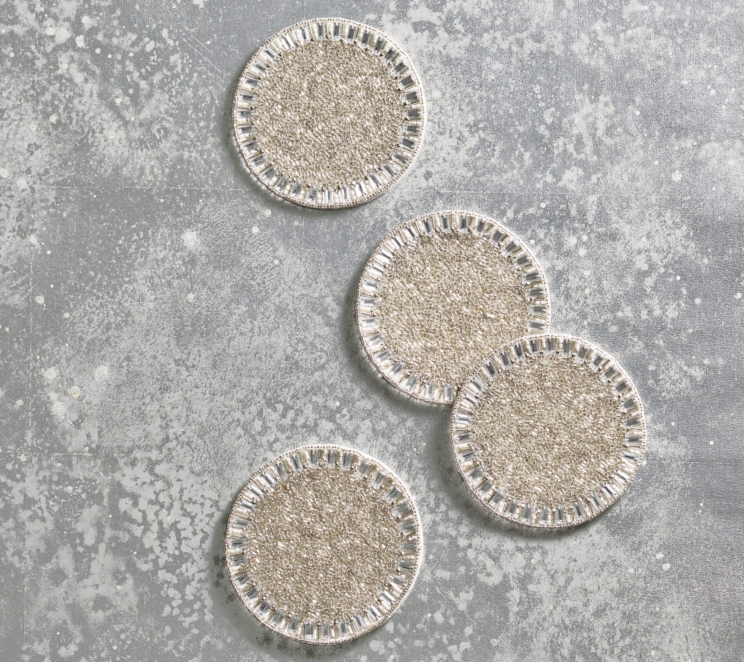 תחתיות לכוסות Bevel כסף & crystal bag | סט 4 - פיית השולחן
