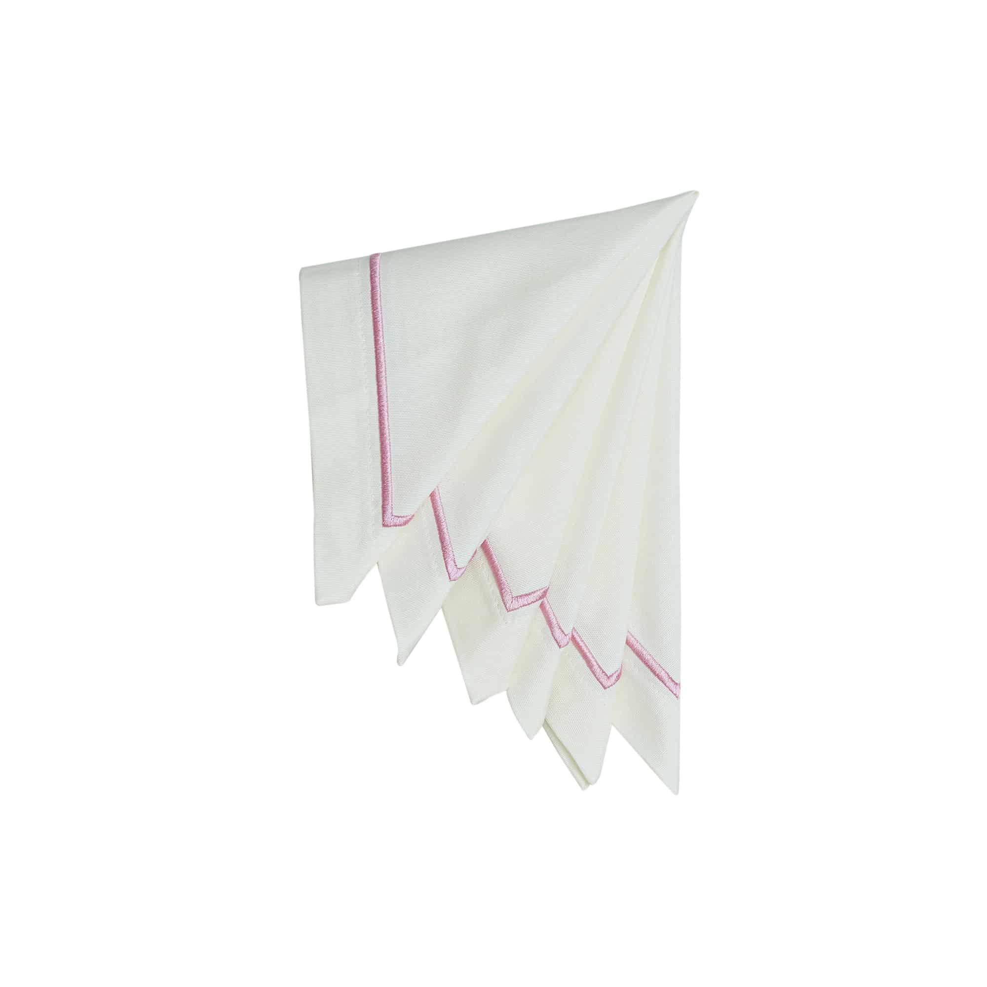 מפית Classic קרם with ורוד Stripe Embroidery | סט 6 - פיית השולחן