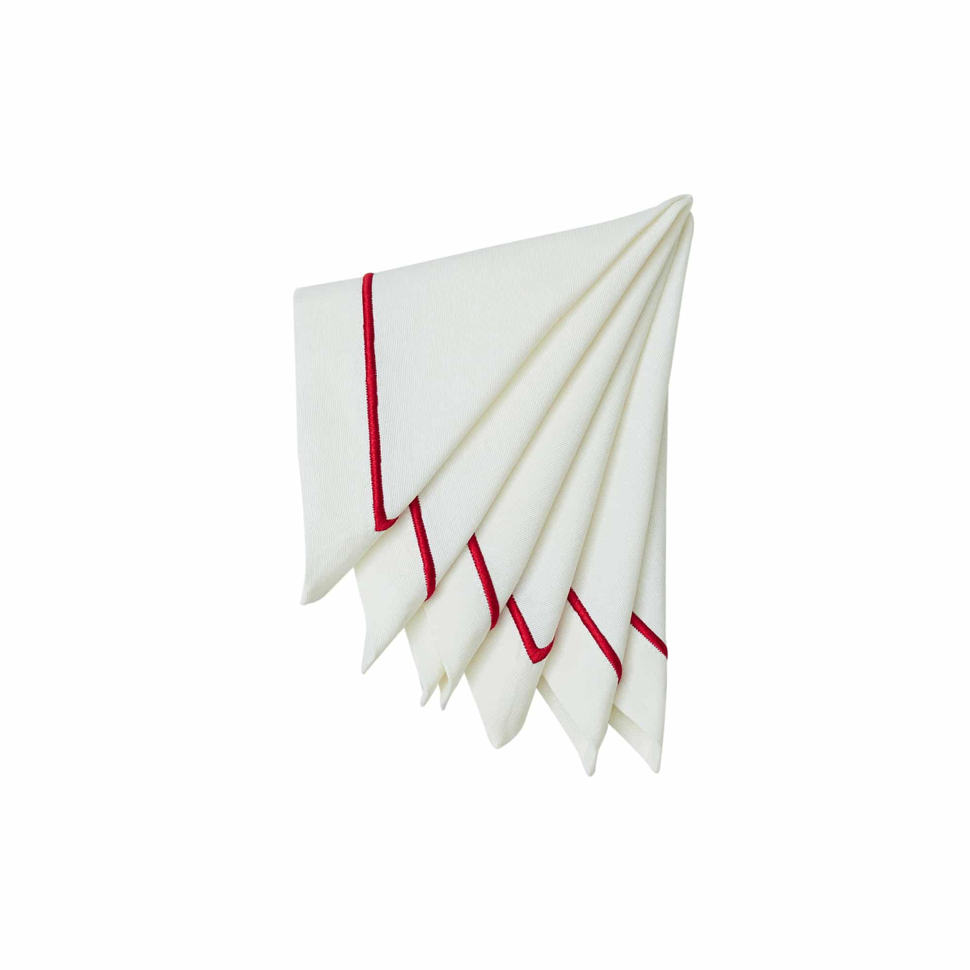 מפית Classic קרם with אדום Stripe Embroidery | סט 6 - פיית השולחן