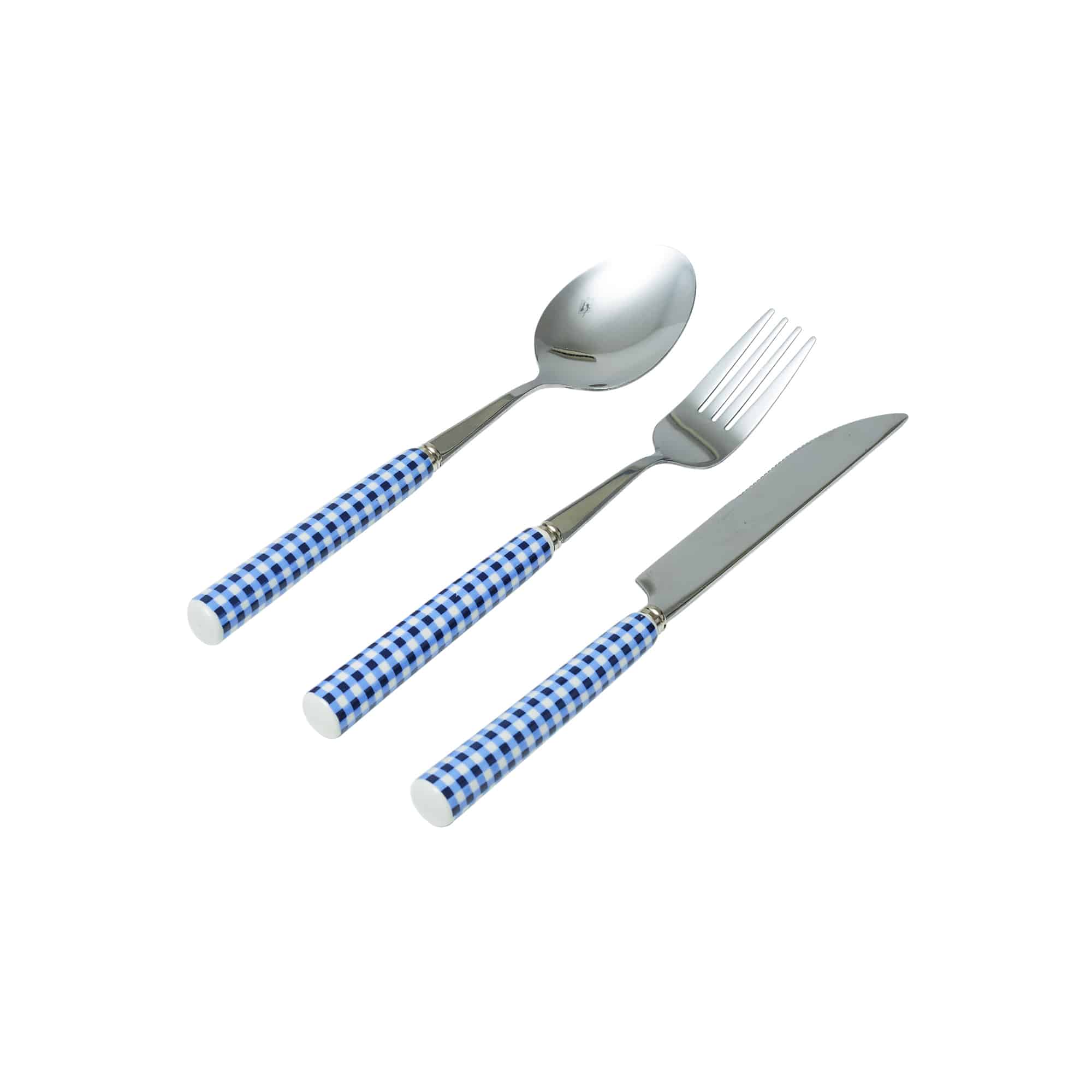 סכו״ם כחול Plaid | 18 Piece - פיית השולחן