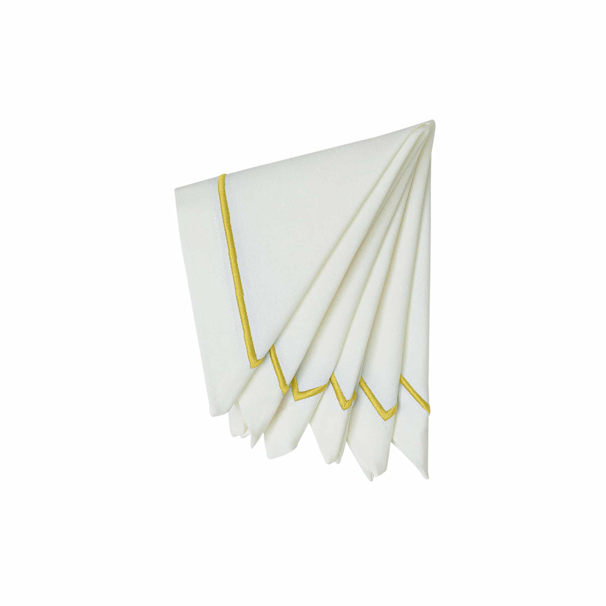מפית Classic לבן with צהוב embroidery | סט 6 - פיית השולחן