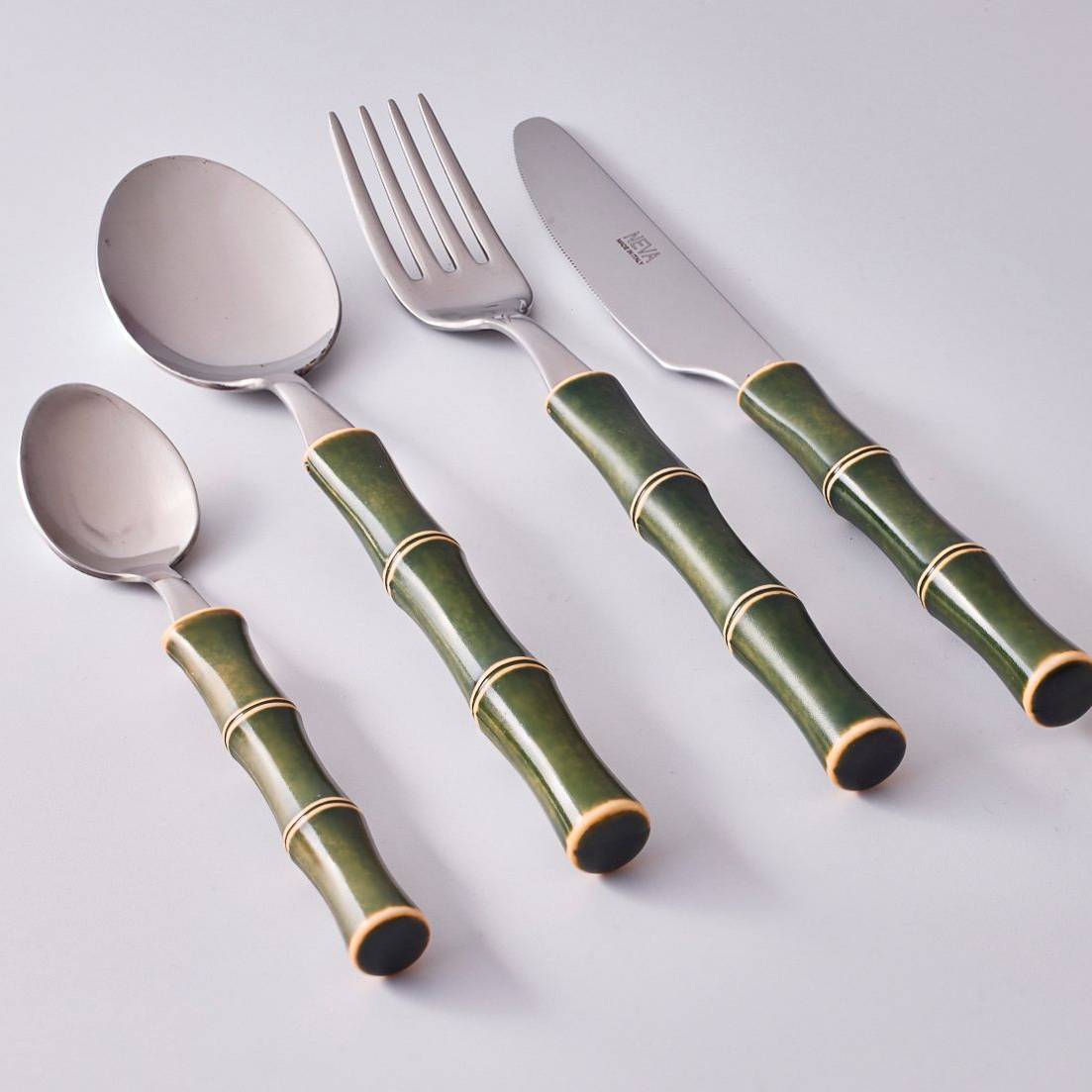 סט סכו״ם Bamboo Verde -24 Piece - פיית השולחן