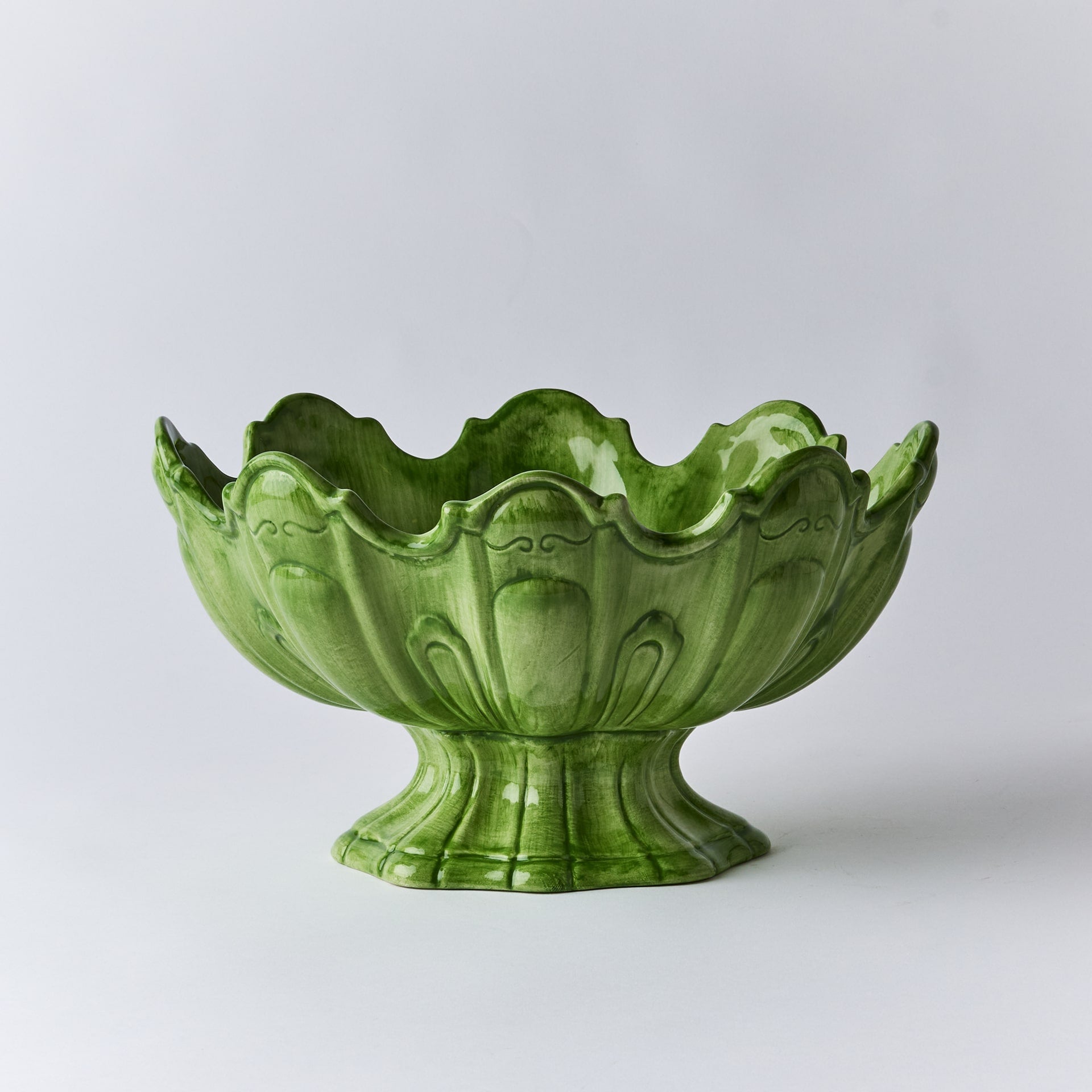 קערת הגשה בינונית Scallop ירוק - פיית השולחן
