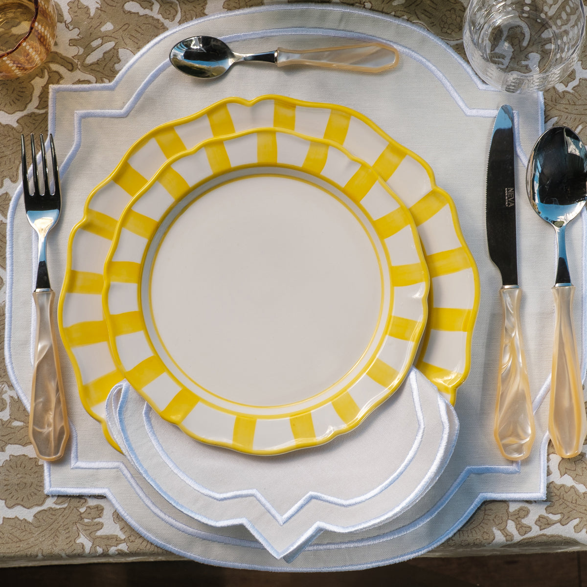 צלחת מנה ראשונה - פסים צהוב