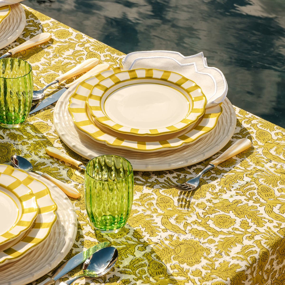 צלחת מנה ראשונה - פסים ירוק