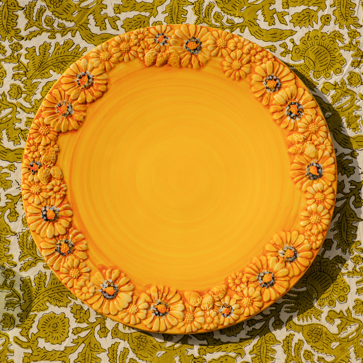 צלחת הגשה שטוחה דייזי צהוב - גדולה