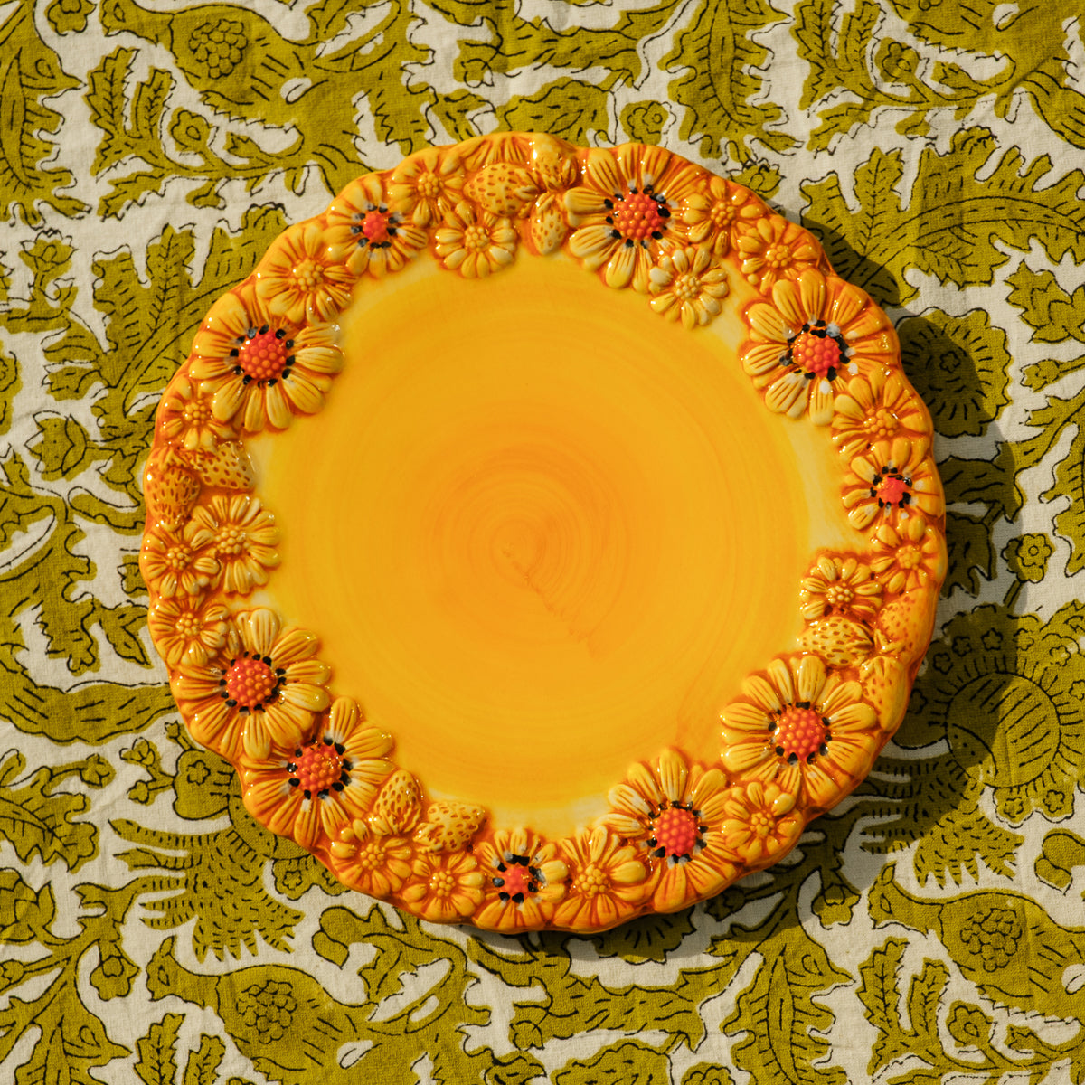 צלחת הגשה שטוחה דייזי צהוב - מיני