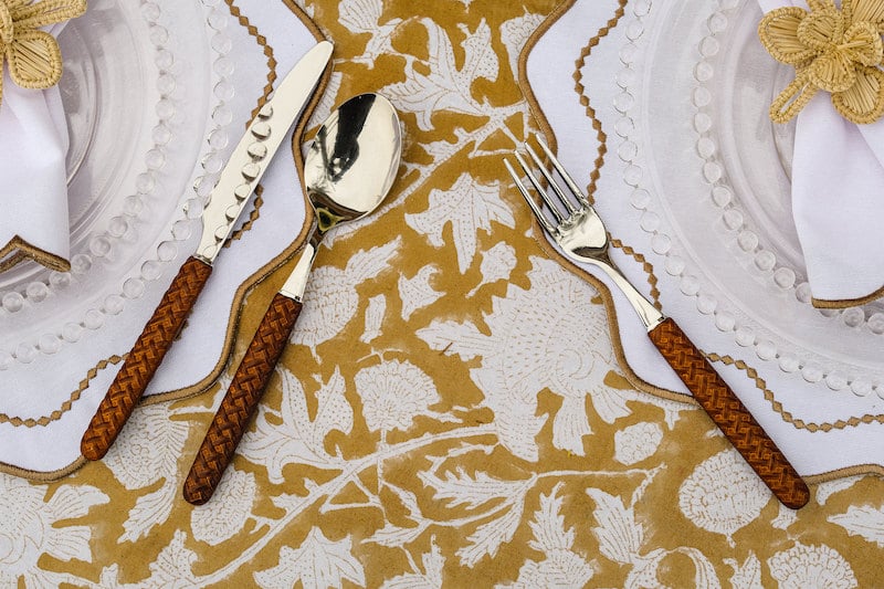 Bottega חום Woven Silverware pieces | סט 24 - פיית השולחן