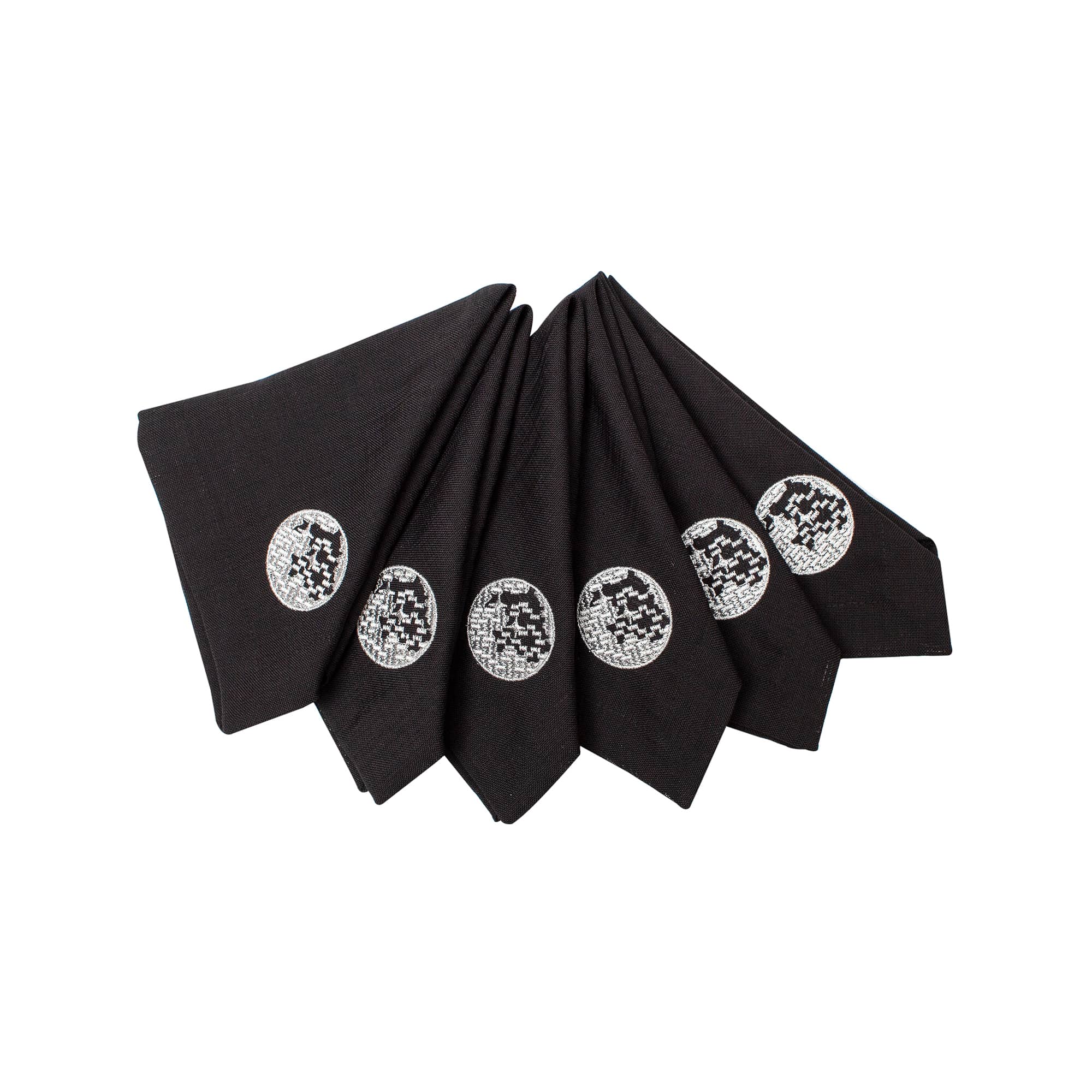 מפית שחור Set With Metallic Disco Ball Embroidery | סט 6 - פיית השולחן