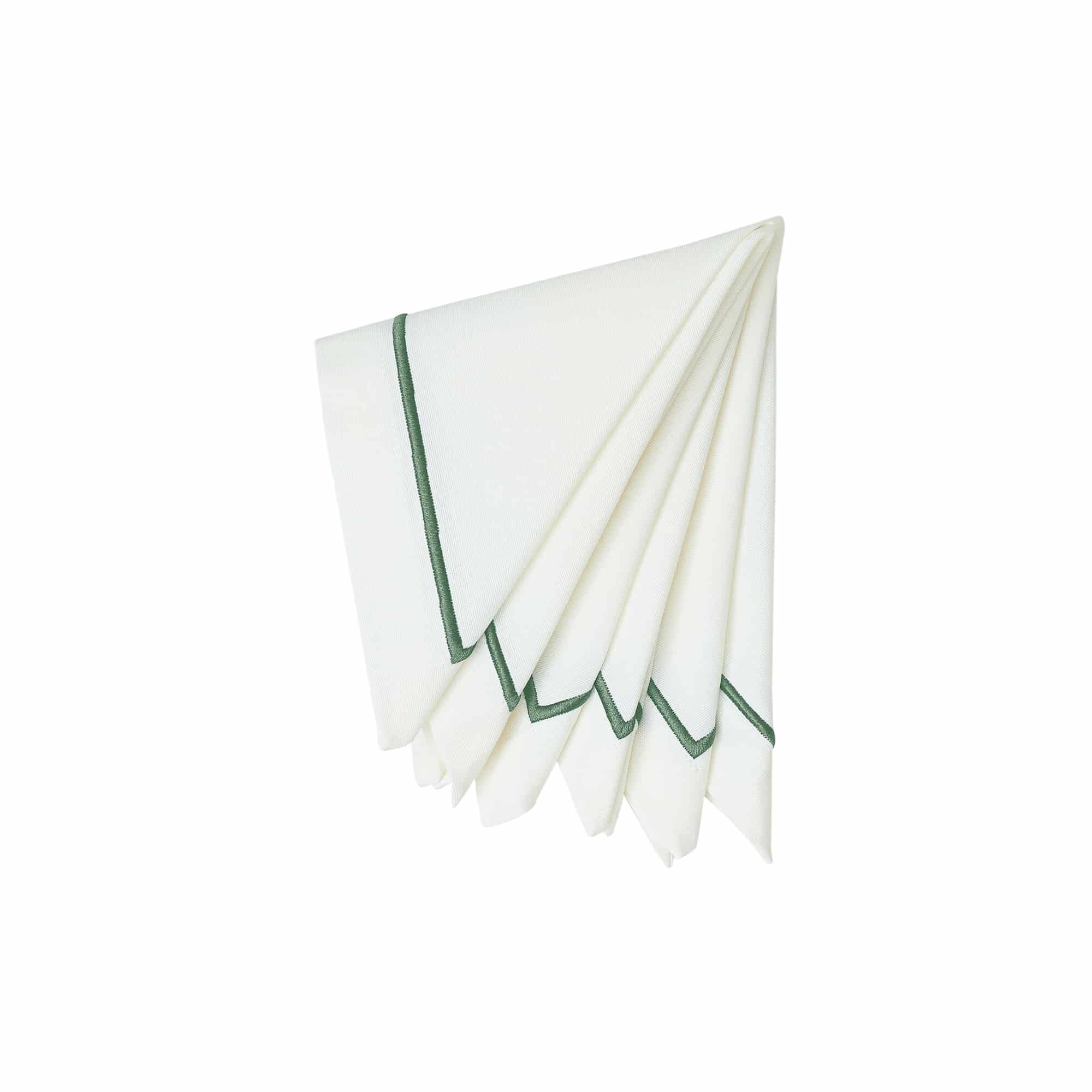 מפית Classic לבן with embroidery sage ירוק | סט 6 - פיית השולחן