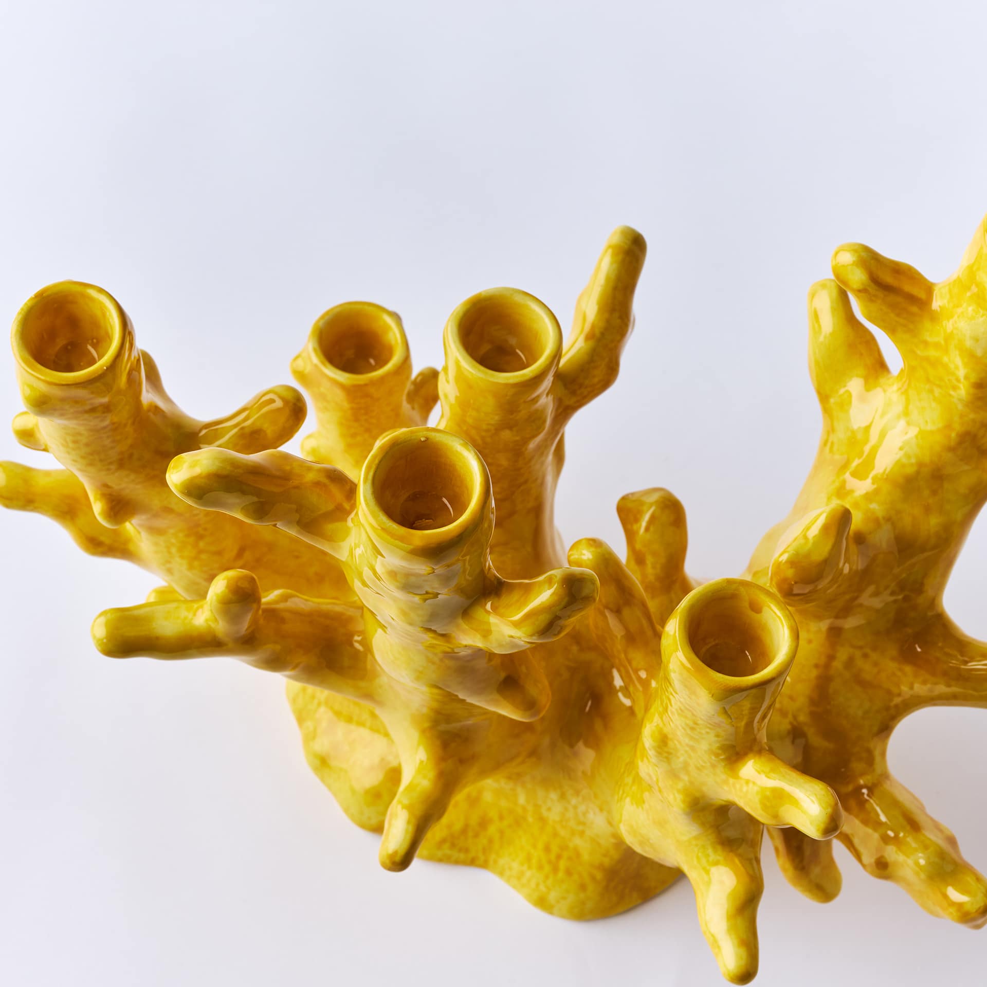 פמוט 6 קורל כהה צהוב - פיית השולחן