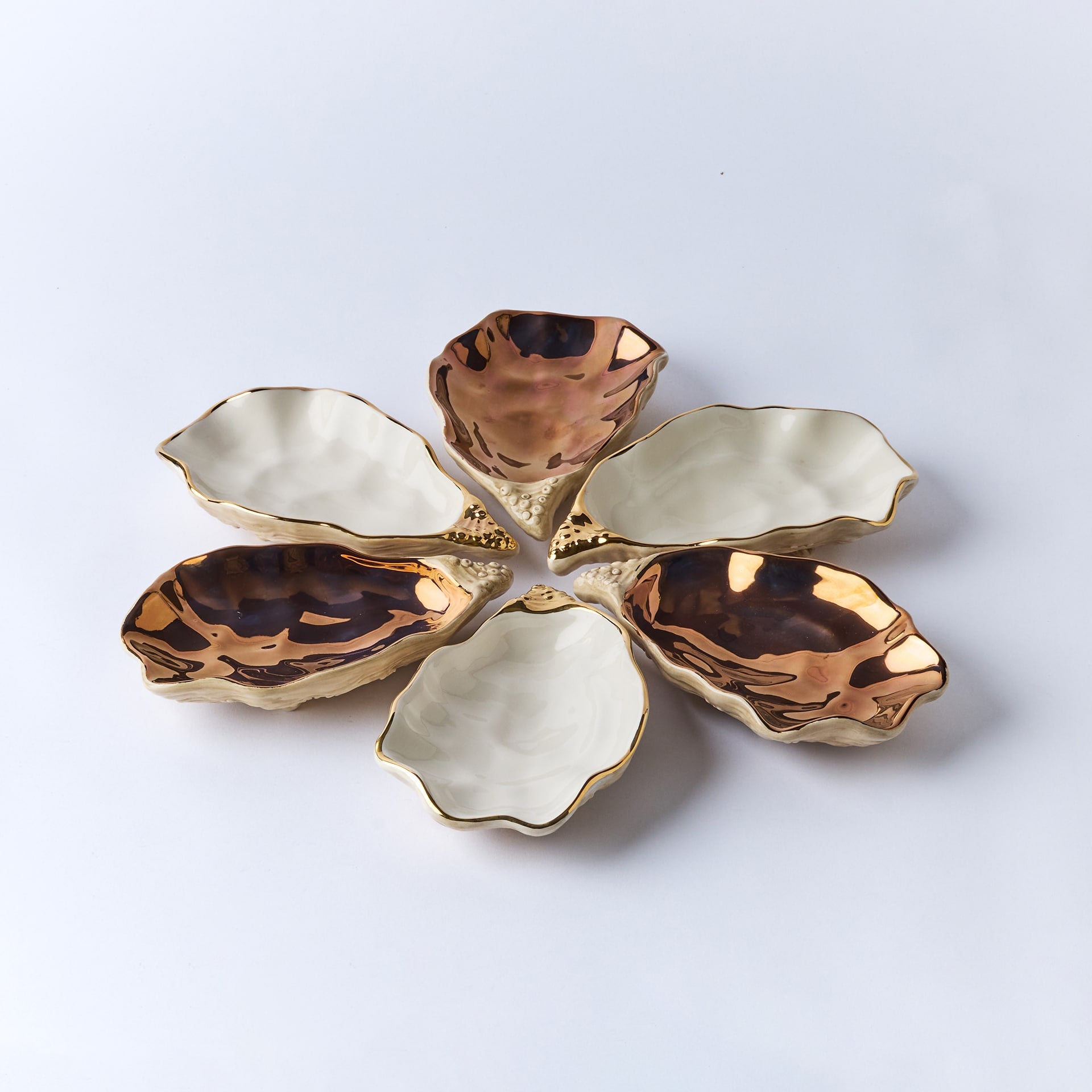 צלחת Small Oyster Serving זהב rim - פיית השולחן