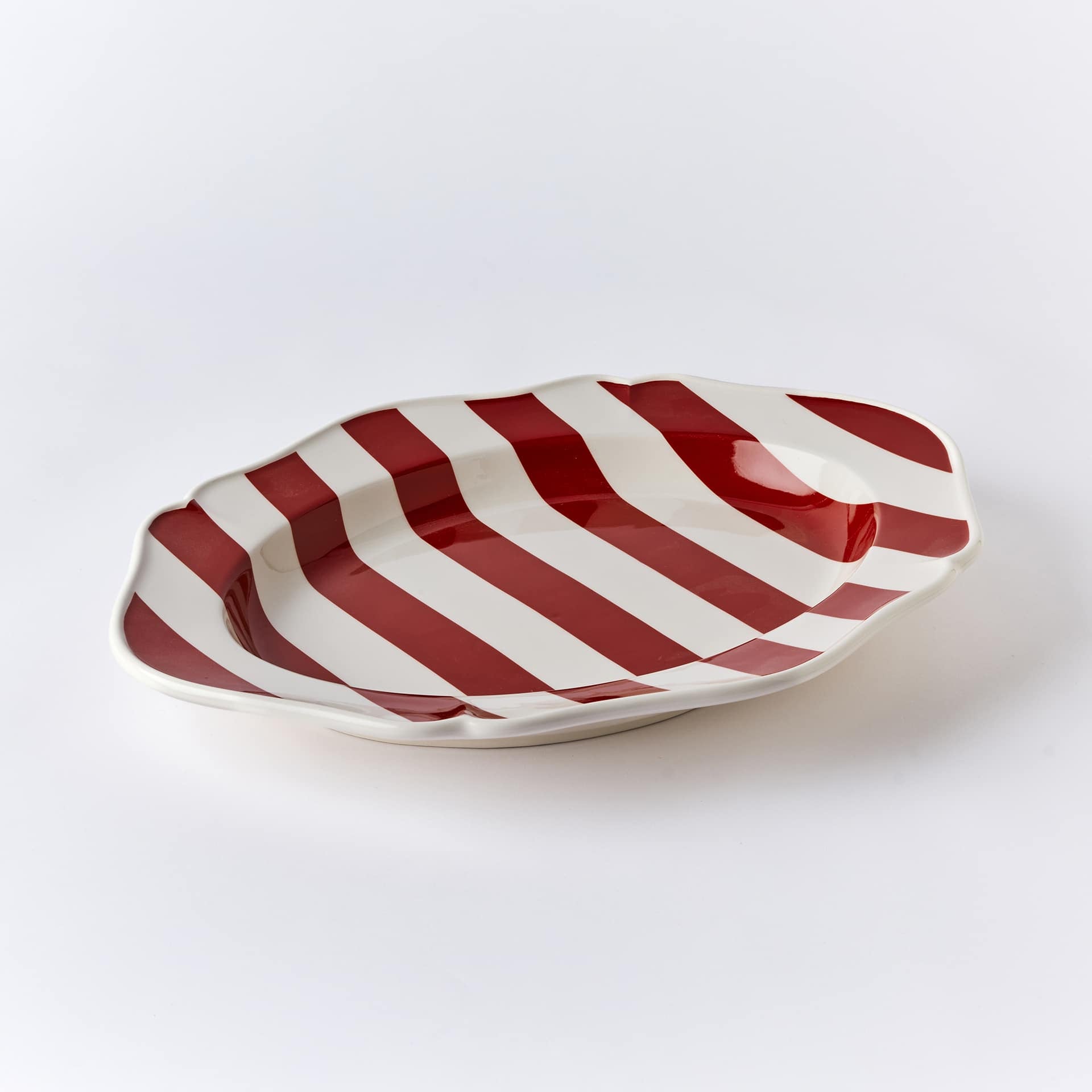 פלטת הגשה פסים בורדו - פיית השולחן