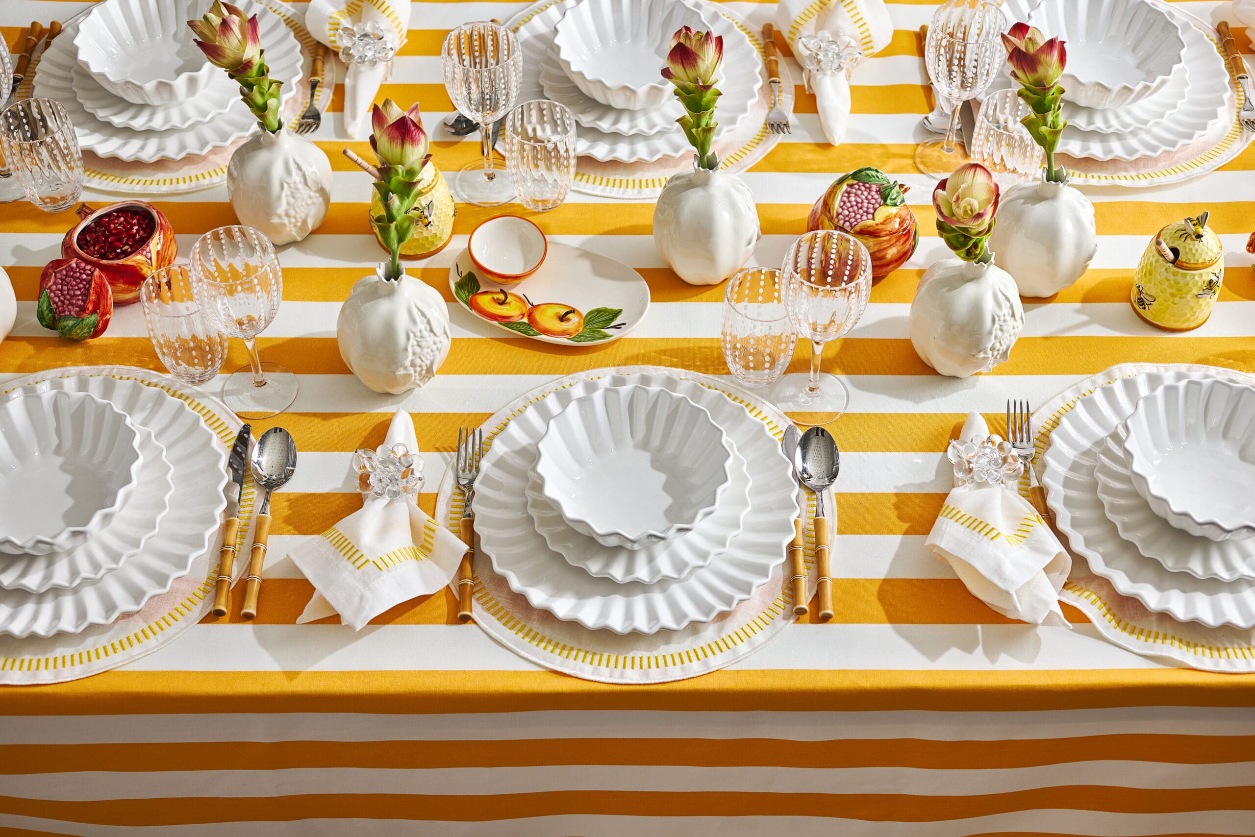 מפות – מפת פסים צהוב כהה - פיית השולחן