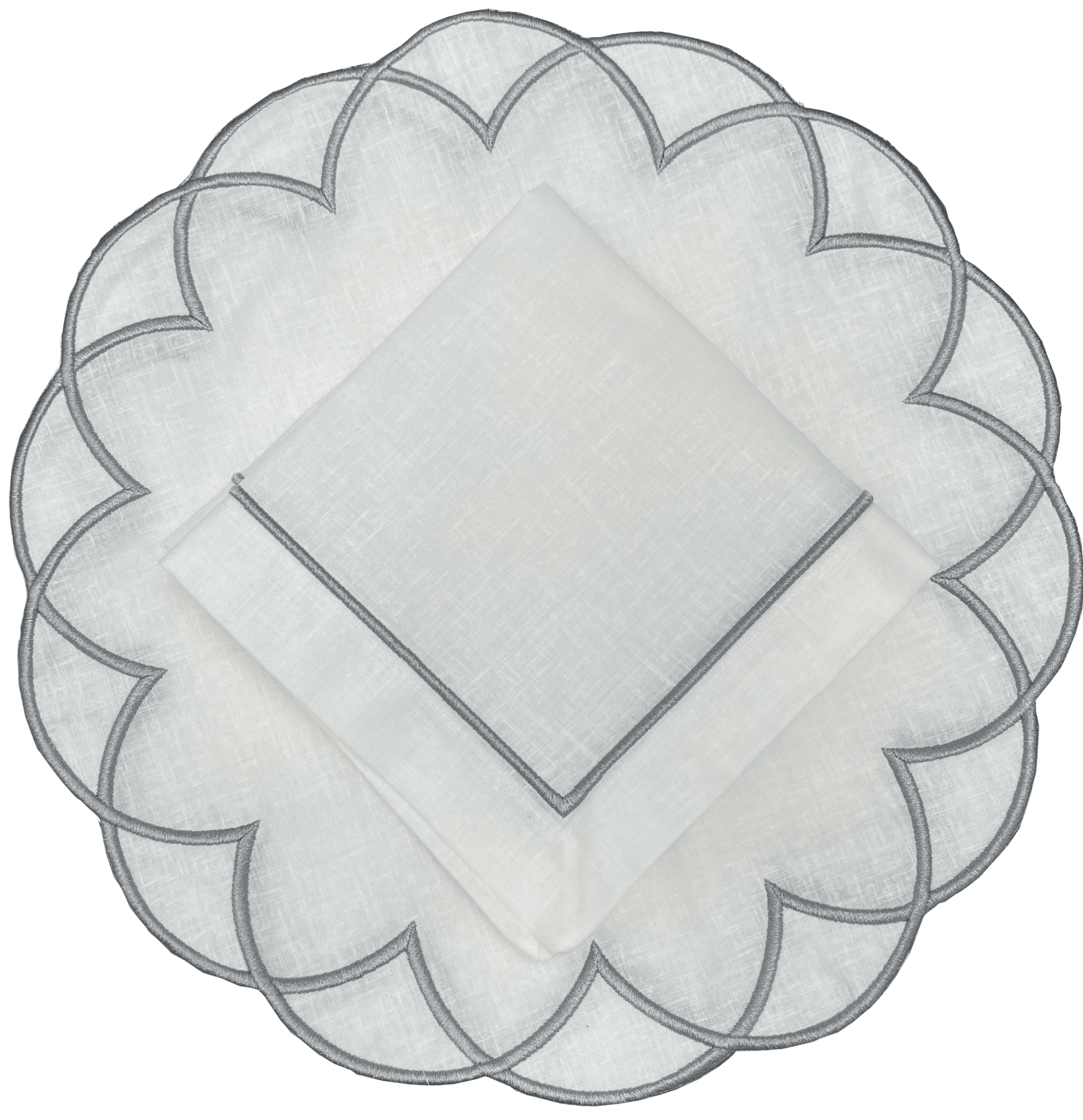 מפית Kaleidoscope placemat and set לבן פשתן and כסף | 6 פלייסמטים, 6 מפיות - פיית השולחן