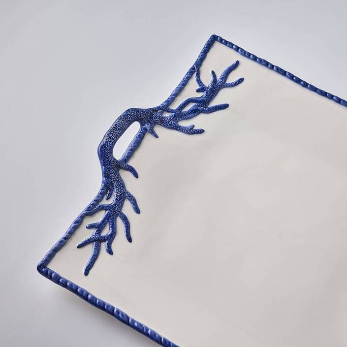 פלטת הגשה כחול כהה קורל Square - פיית השולחן