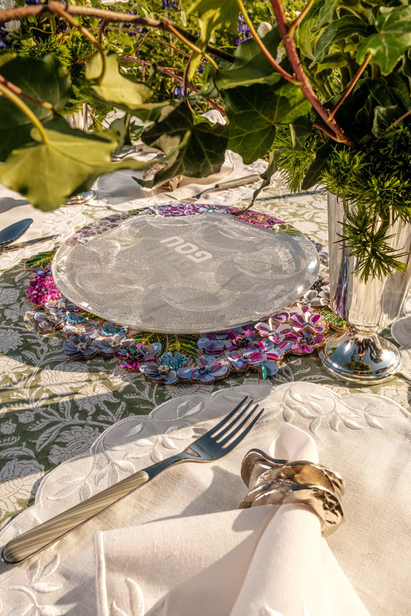 Fluer white linen set - פיית השולחן