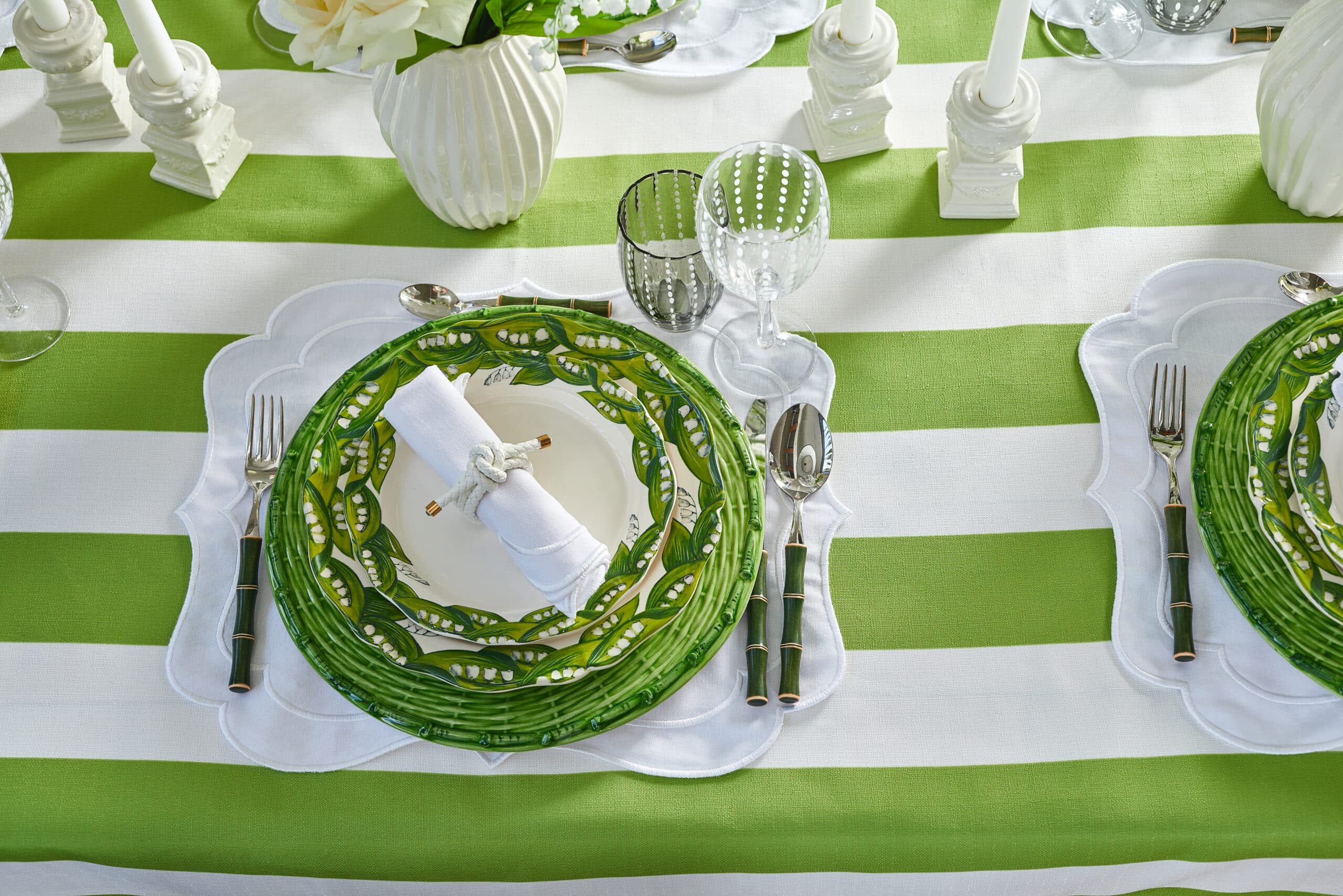 מפות – מפת פסים ירוק בהיר - פיית השולחן