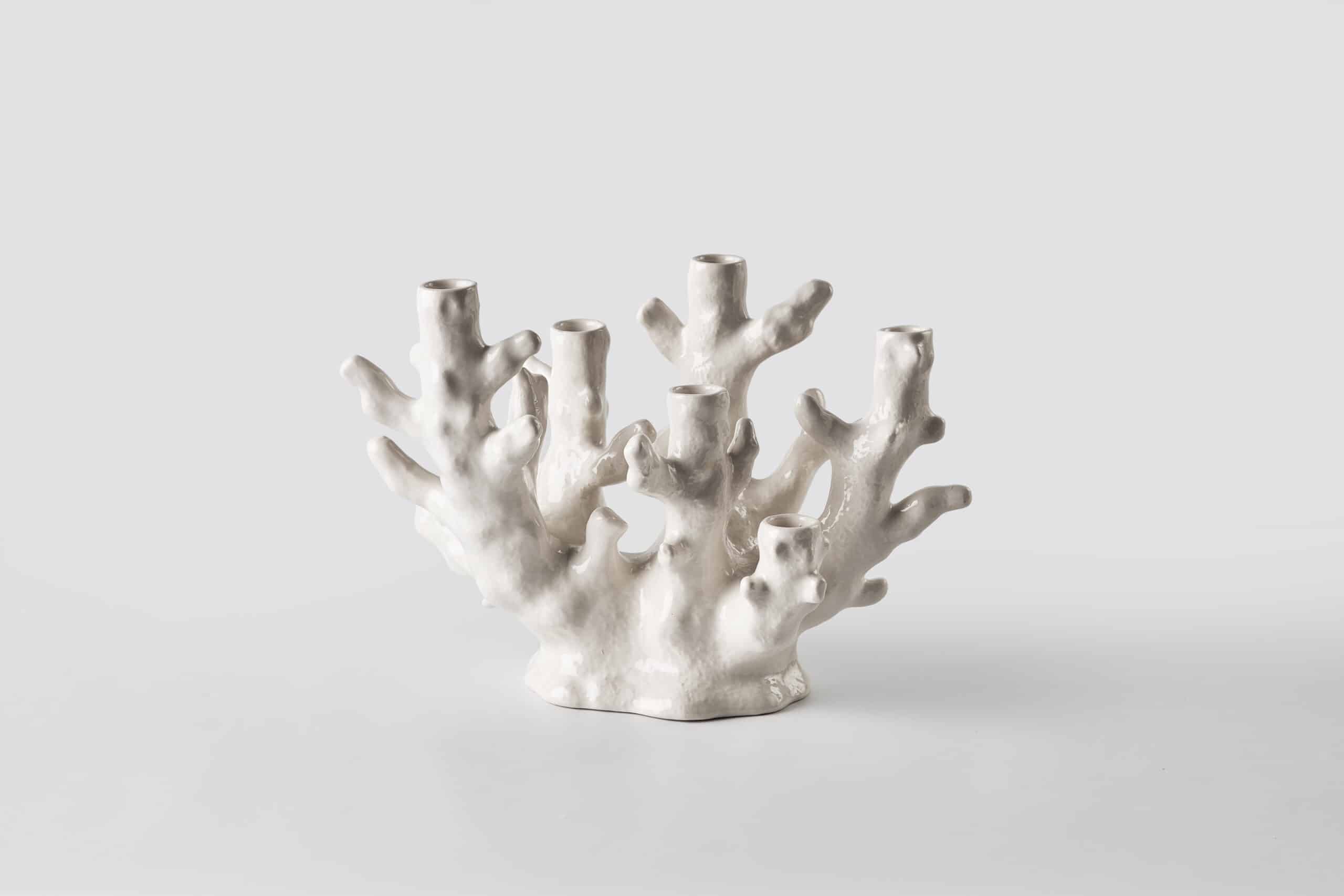 פמוט 6 קורל לבן - פיית השולחן